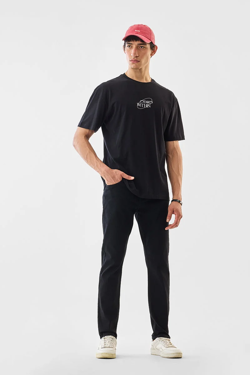 سنيتش Black Solid Slim Fit Casual Core Lab Jeans