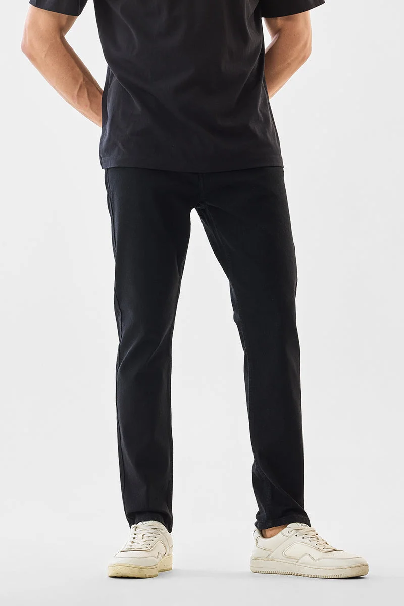 سنيتش Black Solid Slim Fit Casual Core Lab Jeans