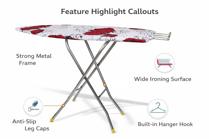 Maanit Wooden Heavy Self Standing Ironing Board/Table 18 Inch | Foldable Portable Iron Board with Iron Stand | Strong Stable Base for Home Use - Image 2