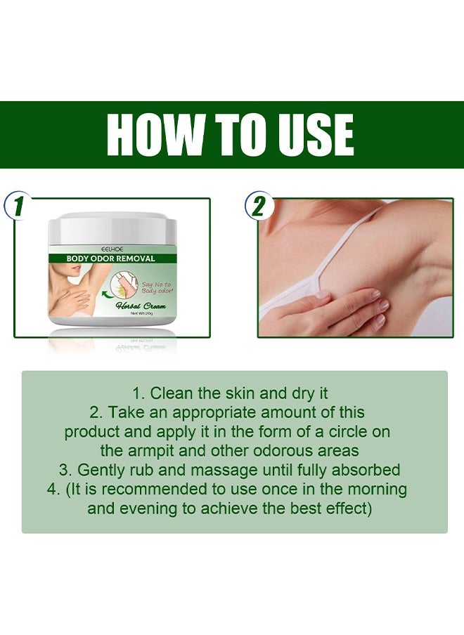 EELHOE - Body Odor Removal, Armpit Odor Cream Body Odour Remover Cream, Herbal Body Odor Remover Cream Underarm Sweat Deodorant For Man Woman Reduce Sweat And Eliminate Smell - Image 1