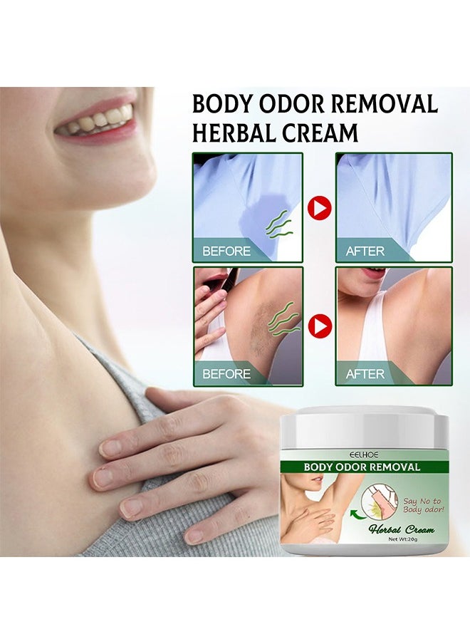 EELHOE - Body Odor Removal, Armpit Odor Cream Body Odour Remover Cream, Herbal Body Odor Remover Cream Underarm Sweat Deodorant For Man Woman Reduce Sweat And Eliminate Smell - Image 1