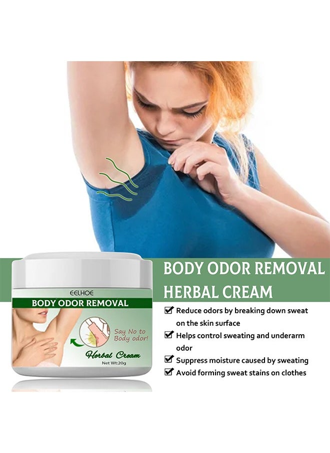 EELHOE - Body Odor Removal, Armpit Odor Cream Body Odour Remover Cream, Herbal Body Odor Remover Cream Underarm Sweat Deodorant For Man Woman Reduce Sweat And Eliminate Smell - Image 1