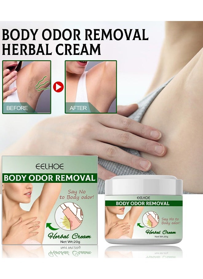 EELHOE - Body Odor Removal, Armpit Odor Cream Body Odour Remover Cream, Herbal Body Odor Remover Cream Underarm Sweat Deodorant For Man Woman Reduce Sweat And Eliminate Smell - Image 1