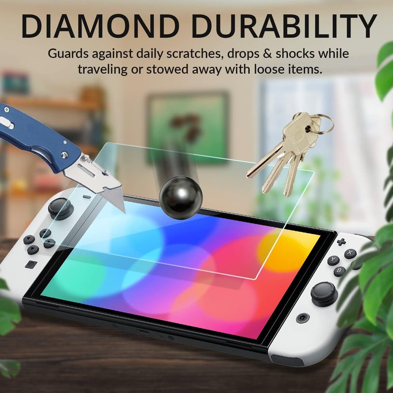 Orzly screen protectors bundle for Nintendo switch OLED console 2021 model - 4 Pack tempered glass with easy installation accessories Lifetime edition - Image 3