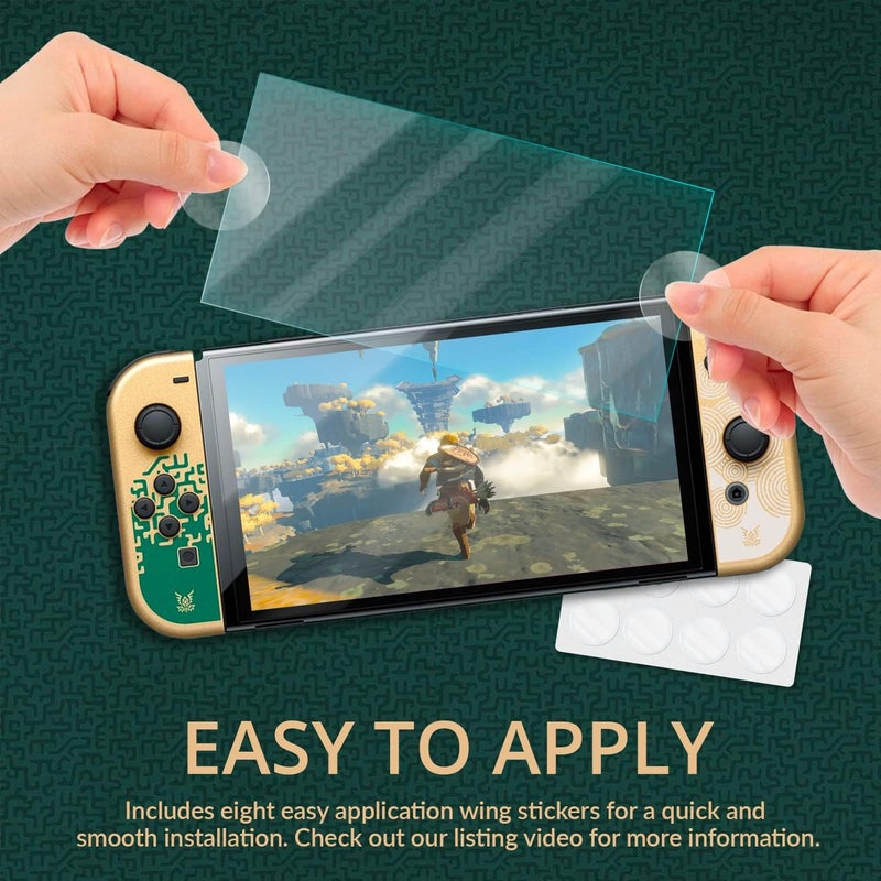 Orzly screen protectors bundle for Nintendo switch OLED console 2021 model - 4 Pack tempered glass with easy installation accessories Lifetime edition - Image 4