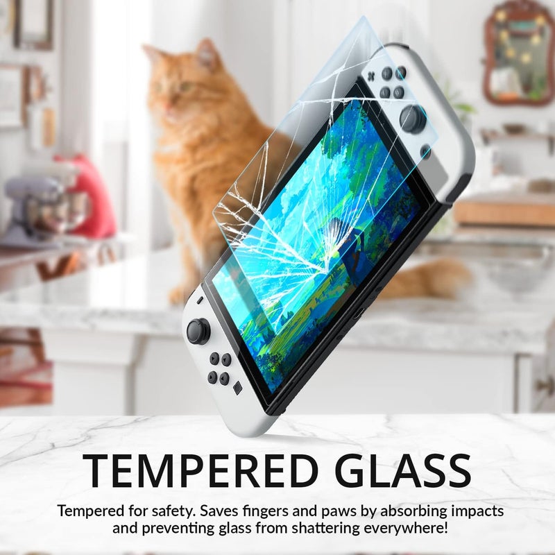 Orzly screen protectors bundle for Nintendo switch OLED console 2021 model - 4 Pack tempered glass with easy installation accessories Lifetime edition - Image 5