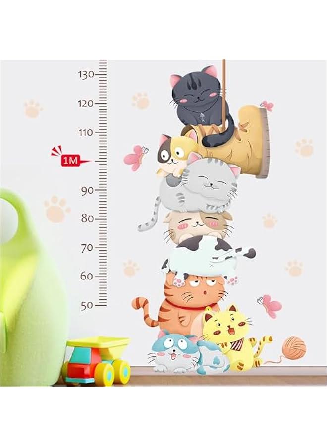 Generic Height Measurement Growth Chart Wall Stickers Cartoon Cute Cat Wall Decals Peel and Stick Removable Wall Stickers for Kids Nursery Bedroom Living Room Decor  - Image 1