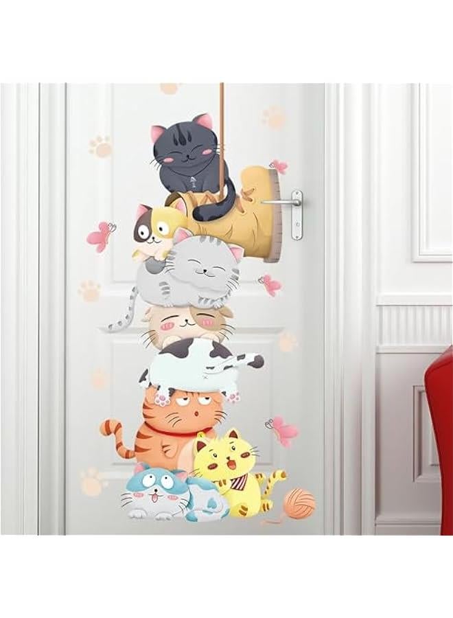 Generic Height Measurement Growth Chart Wall Stickers Cartoon Cute Cat Wall Decals Peel and Stick Removable Wall Stickers for Kids Nursery Bedroom Living Room Decor  - Image 4