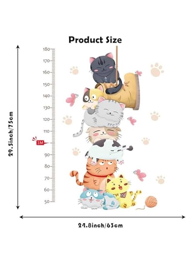 Generic Height Measurement Growth Chart Wall Stickers Cartoon Cute Cat Wall Decals Peel and Stick Removable Wall Stickers for Kids Nursery Bedroom Living Room Decor  - Image 5