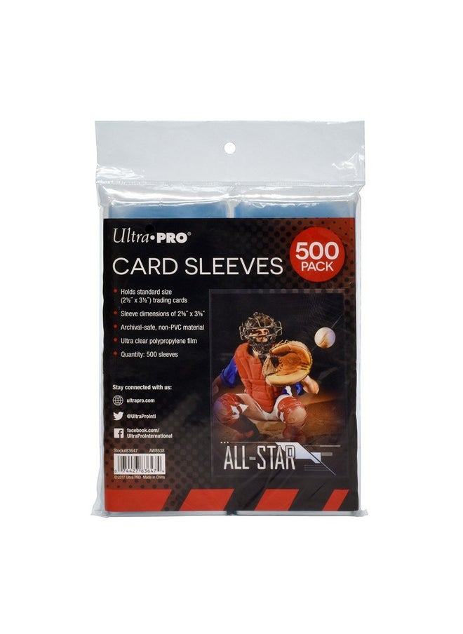 Ultra Pro - Clear Card Sleeves For Standard Size Trading Cards Measuring 2.5" X 3.5" (500 Count Pack) - Image 1