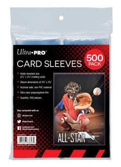 Clear Card Sleeves For Standard Size Trading Cards Measuring 2.5" X 3.5" (500 Count Pack)