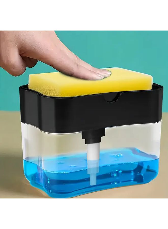 Manual Dish Soap Dispenser With Sponge Holder Plastic Kitchen Sink Organizer For Household And Hotel Use - Image 2
