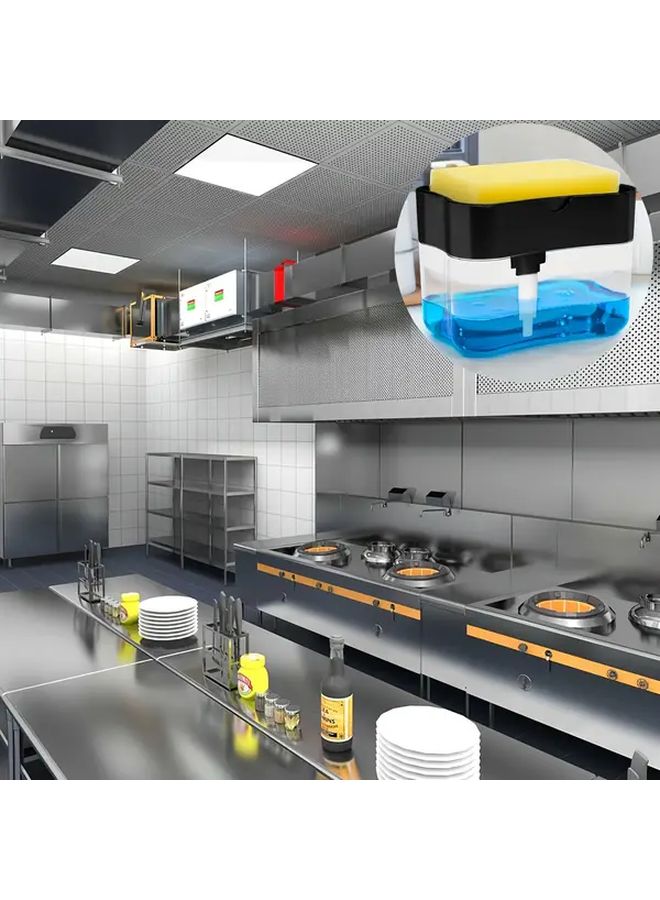 Manual Dish Soap Dispenser With Sponge Holder Plastic Kitchen Sink Organizer For Household And Hotel Use - Image 3