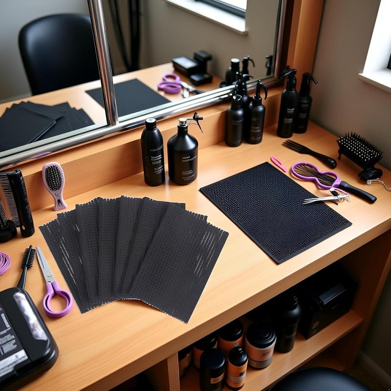 Calsgkspray 10PCS Black Magic Bangs Hair Pad Plastic Paste Posts Square Hair Pad Hair Styling Tool Barber Acessories Hair Holder Barber Grippers Clips and Barrettes - Image 2