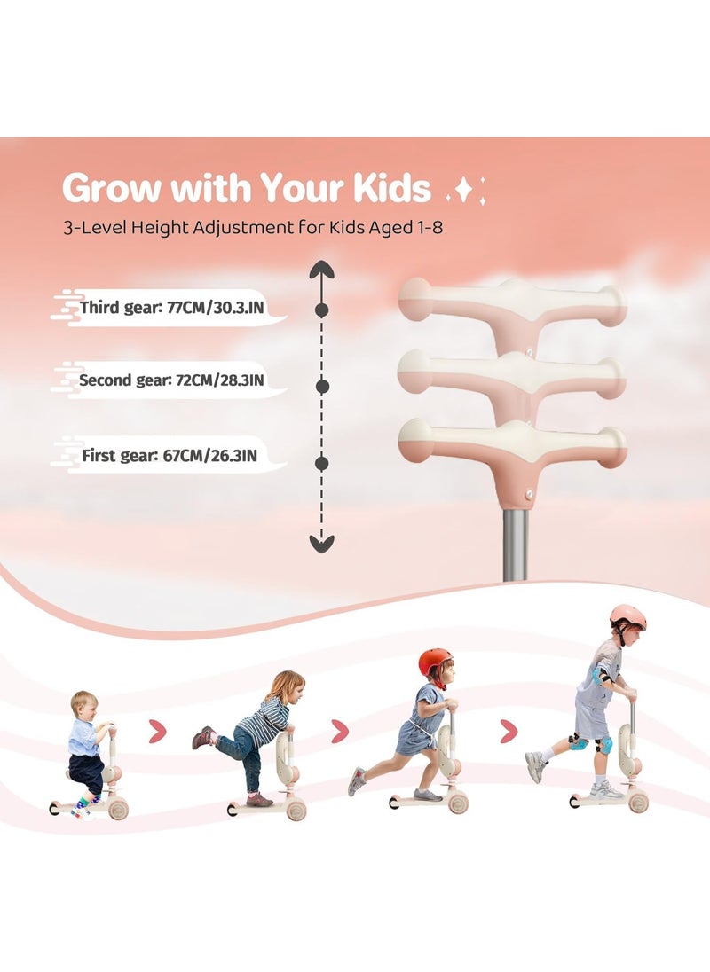 DMG TECH Scooter Kids, Luminous PU Wheels, 3-Level Height Adjustabl Height and Folding Seat, Lean to Steer, Non-Slip Handle Wide Deck, Children 1-10 Years Old  - Image 2