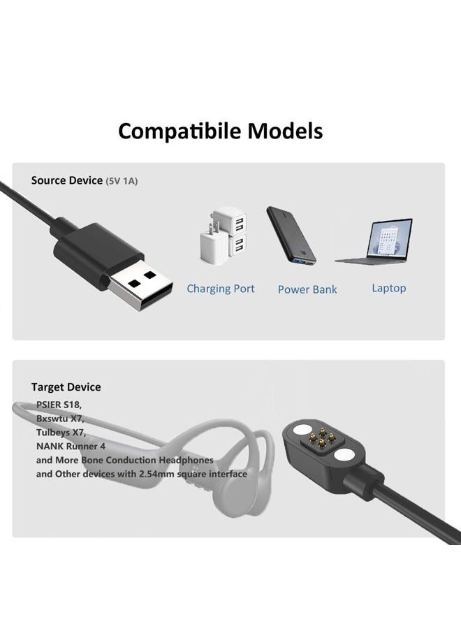 VBANU 4 pin Charging Cable, Magnetic Bone Conduction Headphone Charger Cord, Fit for YUANS X18Pro/X18/X7, Xiaoyou X7/Y6/Y9, NANK Runner Pro, Black, 1 Pack - Image 2