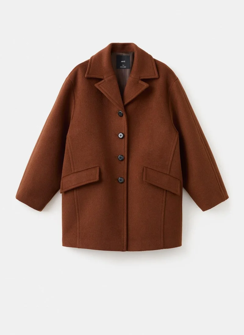 مانجو معطف صوف بمزيج مع أزرار