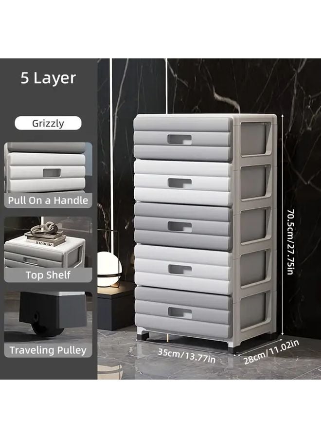 Five Layer Grizzly Plastic Storage Cabinet Organizer Durable Polypropylene Smooth Sliding Drawers - Image 4