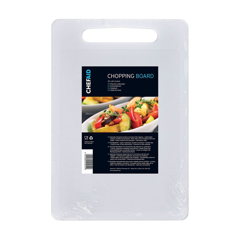 Chef Aid White Poly Chopping Board Multipurpose AntiSlip Surface Easy Clean and Dishwasher Safe with Handle 35 x 24cm Other Colour Options Available