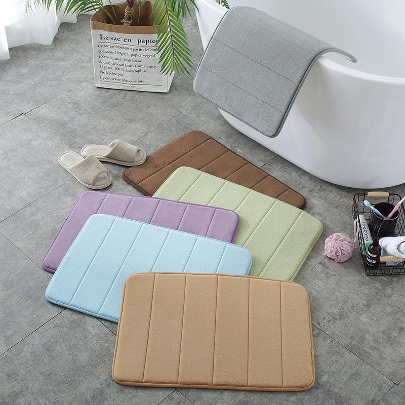 Flamingo P Memory Foam Shower Bathroom Mat Rug Soft Non Slip Bath Mats Machine Washable, 24x17 Inches, Aqua Green - Image 4