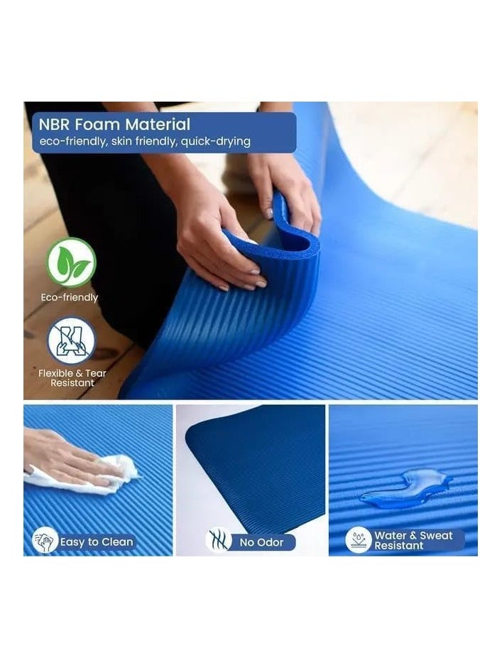 Generic Ultimate Premium 10mm Thick Yoga Mat with Attached Strap Ideal for High-Intensity Interval Workouts, Pilates, Yoga and Many Other Home Workouts (blue)  - Image 1