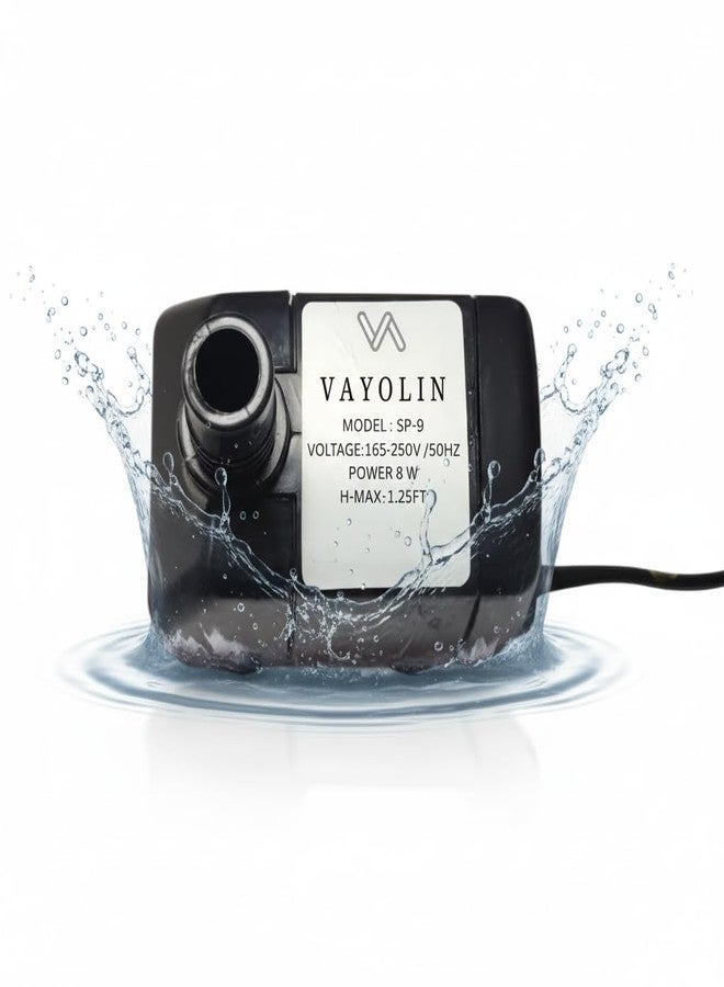 VAYOLIN 9W Cooler Water Pump - 1.2 ft Small Lifting Submersible Motor for Aquarium, Small Personal Air Cooler, Fountain, Fish Tank & Hydroponics | Black - Image 1