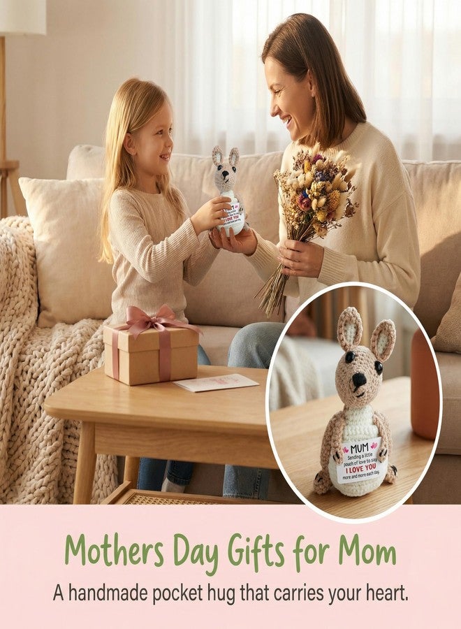 WIILGN Mothers Day Anniversary Birthday Gifts for Mom from Daughter Son, Best Mum Ever Stuff for Stepmom Bonus Mummy Mother in Law, Handmade Crochet Kangaroo Plush Stuffed, Funny I Love You Moms Cute Decor - Image 2