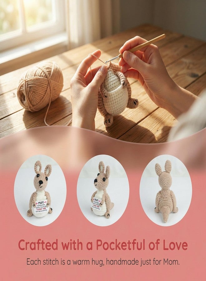 WIILGN Mothers Day Anniversary Birthday Gifts for Mom from Daughter Son, Best Mum Ever Stuff for Stepmom Bonus Mummy Mother in Law, Handmade Crochet Kangaroo Plush Stuffed, Funny I Love You Moms Cute Decor - Image 5
