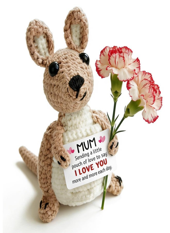 WIILGN Mothers Day Anniversary Birthday Gifts for Mom from Daughter Son, Best Mum Ever Stuff for Stepmom Bonus Mummy Mother in Law, Handmade Crochet Kangaroo Plush Stuffed, Funny I Love You Moms Cute Decor - Image 1