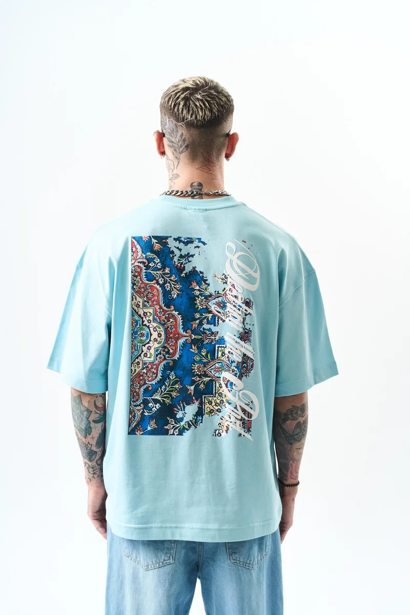 RESPIRE Men's Destroy Print Oversize T-Shirt, Baby Blue