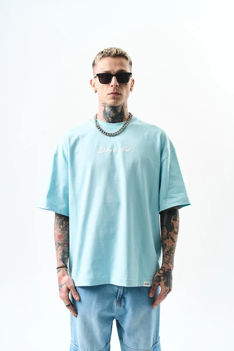 RESPIRE Men's Destroy Print Oversize T-Shirt, Baby Blue