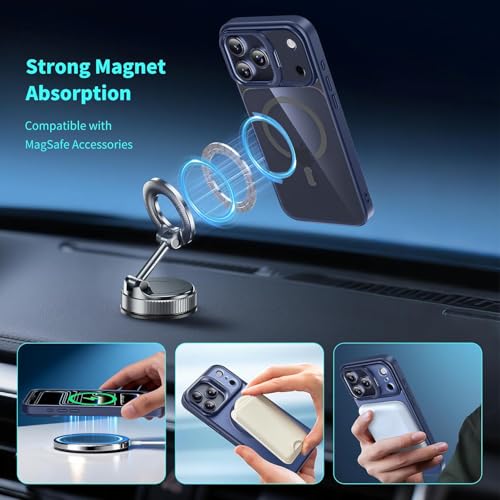 VONZEE Clear Camera Stand Case for iPhone 17 Pro Compatible with MagSafe | Built-in Stand | Shockproof Hard Back Cover Case for iPhone 17 Pro (Blue) - Image 4