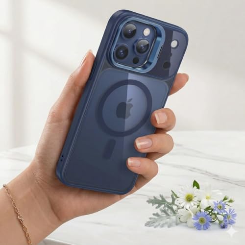 VONZEE Clear Camera Stand Case for iPhone 17 Pro Compatible with MagSafe | Built-in Stand | Shockproof Hard Back Cover Case for iPhone 17 Pro (Blue) - Image 1