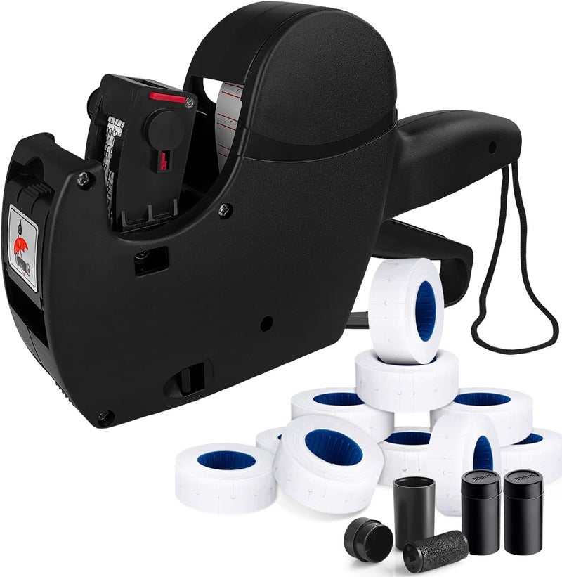 Hatisan 8 Digits Pricing Gun Price Tag Gun,Price Gun with Labels with 3 Ink Refill Label Gun Pricing Guns and 10 Roll Label Paper for Office Retail Shop Grocery Store Organization Marking(Black) - Image 1