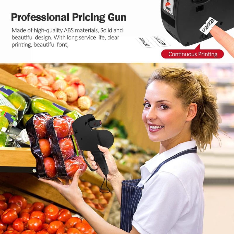 Hatisan 8 Digits Pricing Gun Price Tag Gun,Price Gun with Labels with 3 Ink Refill Label Gun Pricing Guns and 10 Roll Label Paper for Office Retail Shop Grocery Store Organization Marking(Black) - Image 5