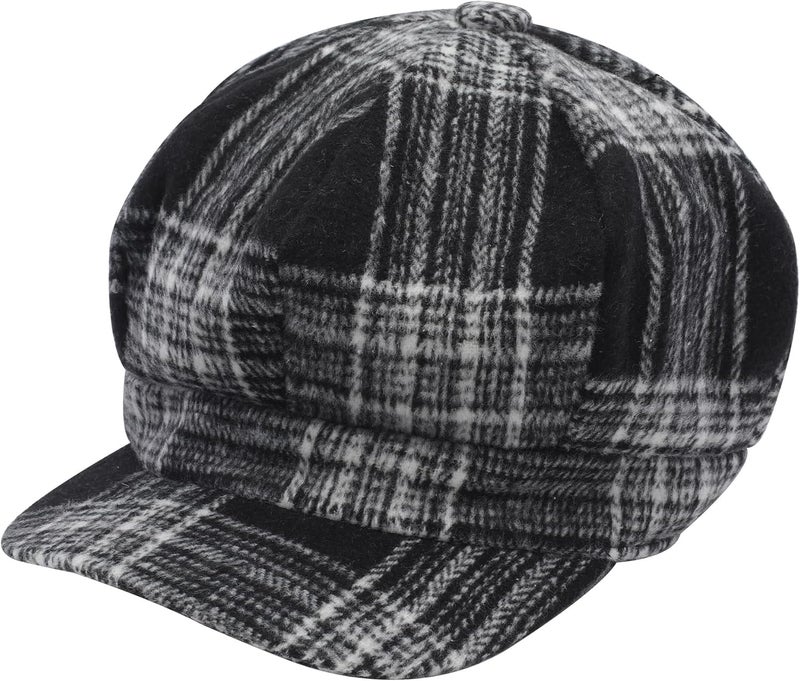 ZLYC Womens Classic Newsboy Caps Visor 8 Panel Gatsby Cabbie Hat - Image 1