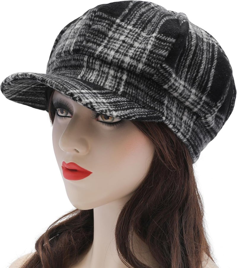 ZLYC Womens Classic Newsboy Caps Visor 8 Panel Gatsby Cabbie Hat - Image 2