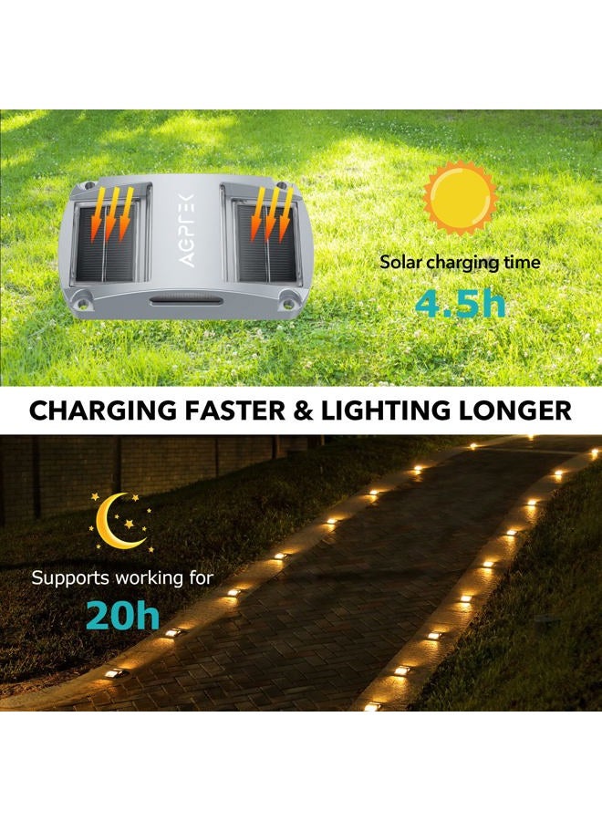 AGPtek Solar Driveway Lights 12 Pack, Solar Deck Lights Outdoor Dock Marine Lights LED Dock Lights Solar Powered Waterproof Driveway Marker Lights for Warning Step, Sidewalk, Pathway, Garden, Yard - Image 2