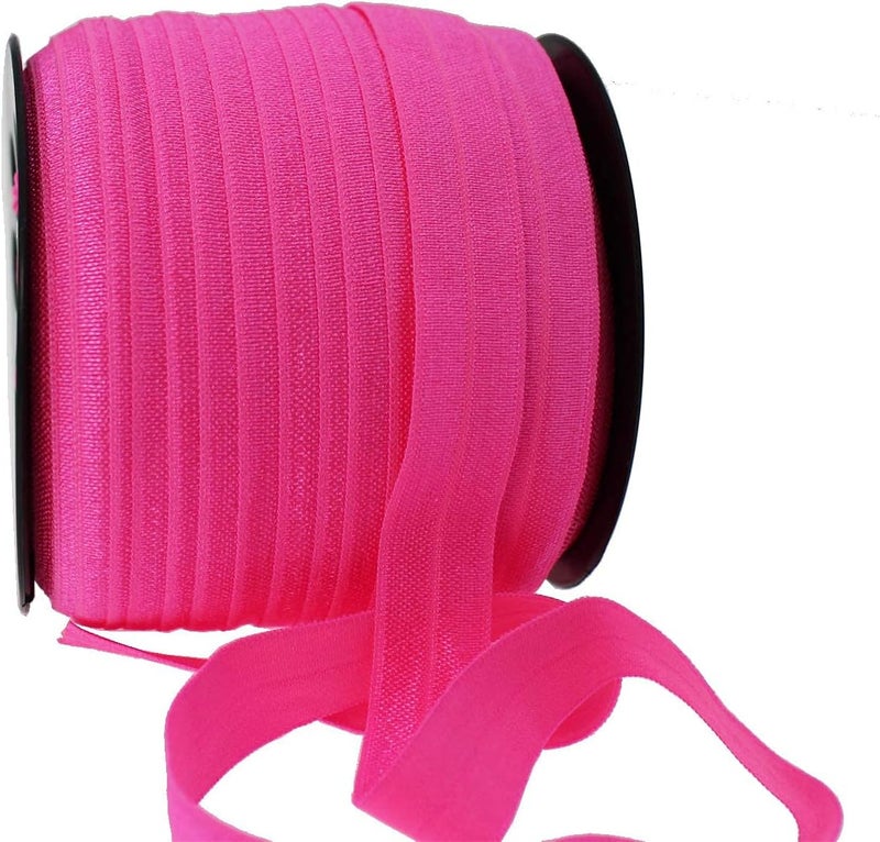 JESEP Neon Rose Fold Over Elastic 5/8 inch 15mm Elastic Bands for Sewing 40 Yards Wide Elastic Headbands Stretchy Ribbon for Crafts-Elastic Straps Trim for Girls Hair Ties-Bow-DIY Projects-Clothes - Image 4
