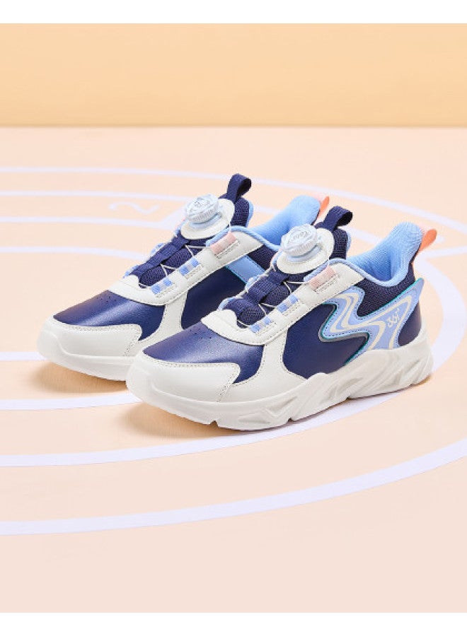 Hot Knob-buckle Sneakers】 Comfortable Sports Shoes For Boys And Girls, Spring And Autumn Styles For Mid-to-large Size Children - Image 1