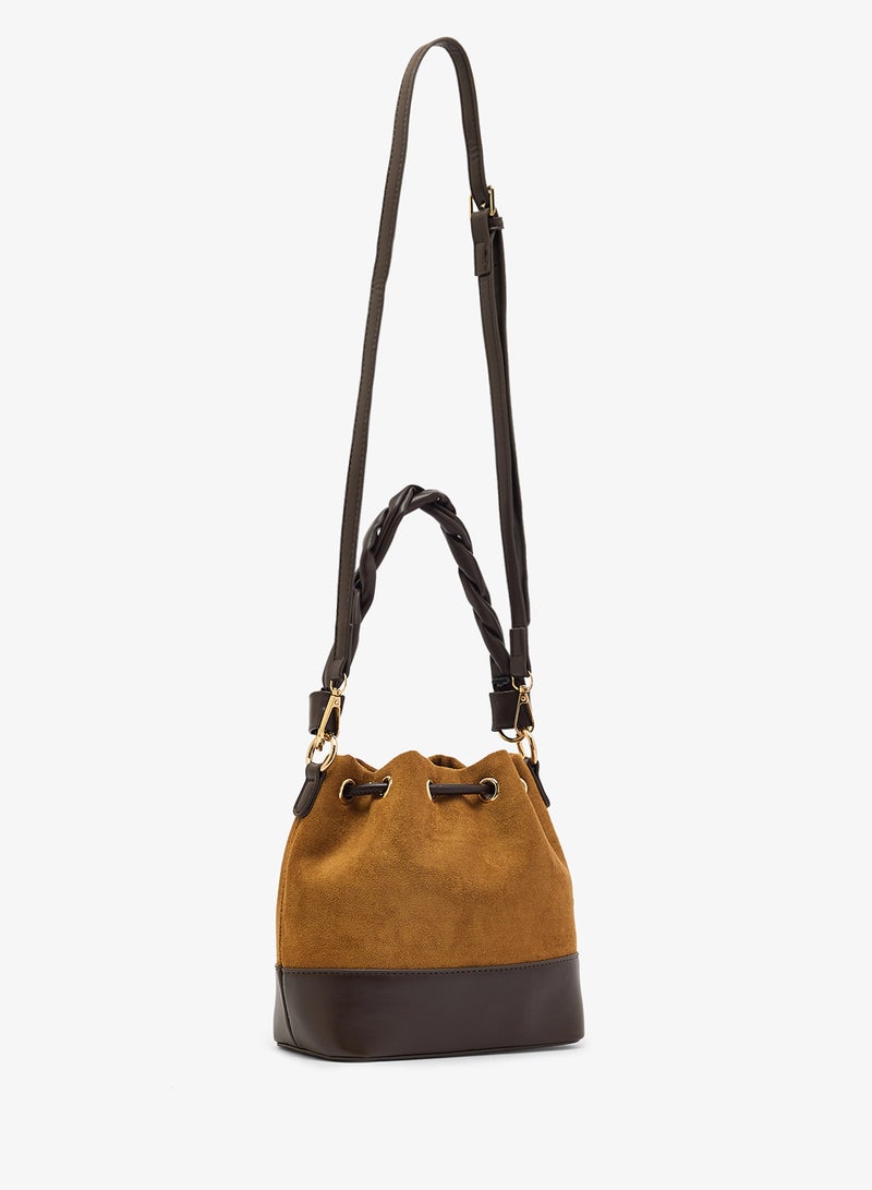 ELLA Suede Bucket Bag With Knot Handle - Image 2