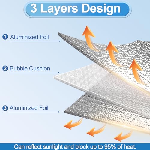 ToLanbbt Garage Door Insulation Kit - 16P Double Bubble Window Heat Panels, 6MM 20.5"x54" Reflective Aluminum Foil Summer/Winter Barrier Sheets With Adhesive 120 Tapes for Garage Attic Wall - Image 3