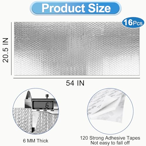ToLanbbt Garage Door Insulation Kit - 16P Double Bubble Window Heat Panels, 6MM 20.5"x54" Reflective Aluminum Foil Summer/Winter Barrier Sheets With Adhesive 120 Tapes for Garage Attic Wall - Image 2