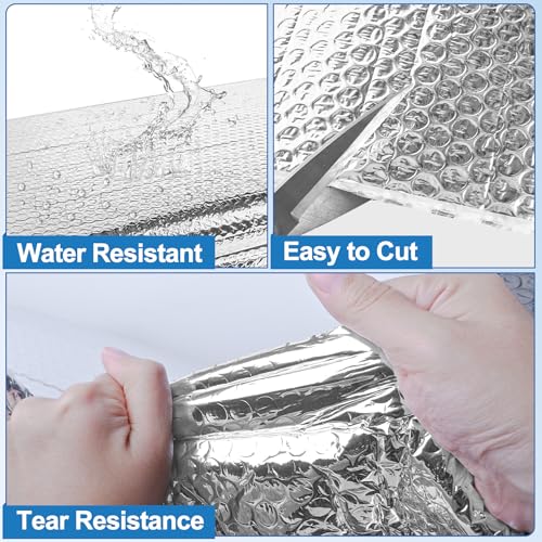 ToLanbbt Garage Door Insulation Kit - 16P Double Bubble Window Heat Panels, 6MM 20.5"x54" Reflective Aluminum Foil Summer/Winter Barrier Sheets With Adhesive 120 Tapes for Garage Attic Wall - Image 4