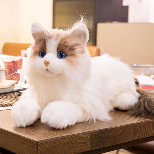 Chongker Interactive Robot Cat Plush Stuffed Animal Toys Bionic Motion Purr and Heartbeat Sound Lifelike Cat Companion for Children and The Elderly - Image 1