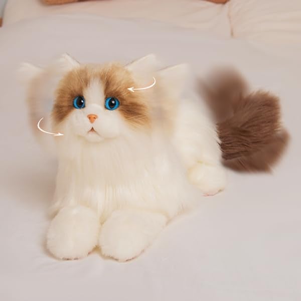 Chongker Interactive Robot Cat Plush Stuffed Animal Toys Bionic Motion Purr and Heartbeat Sound Lifelike Cat Companion for Children and The Elderly - Image 5