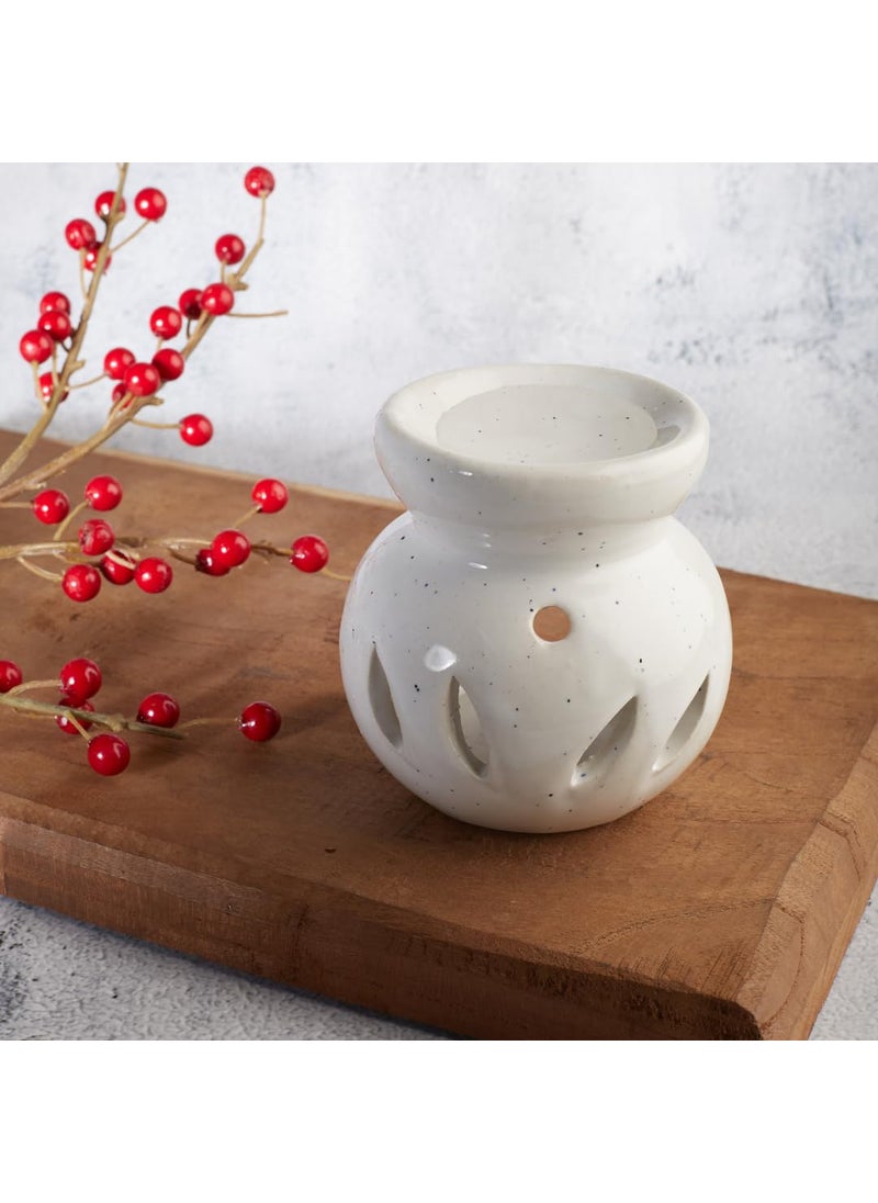 ASIAN AURA Asian Aura Ceramic Aroma Oil Burner Tea Light Candle Diffuser Oil Warmer for Home Fragrance with 2 Tea Light Candles and 1 Aroma Oil Rosy Romance10ml White Diffuser  - Image 1