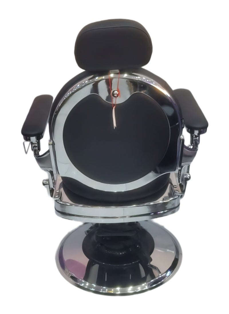 Vintage Classic Black Barber Chair for Professional Hair Salons & Spas, featuring a hydraulic reclining function and adjustable headrest. Perfect for barbershop use.  - Image 3