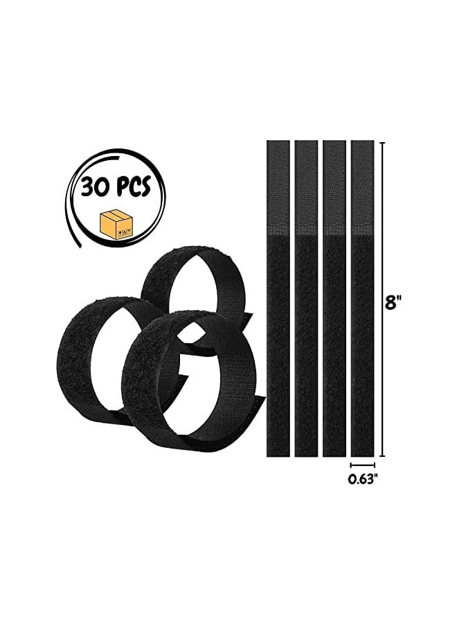 PROMASS Ties, Cable Straps, Computer Cable Management, Cable Management, Ties for Cables, Cable Organizers, Straps for Cables, Computer Cable Organizer, Cord Ties, 8inch, 30 pcs (Black) - Image 2