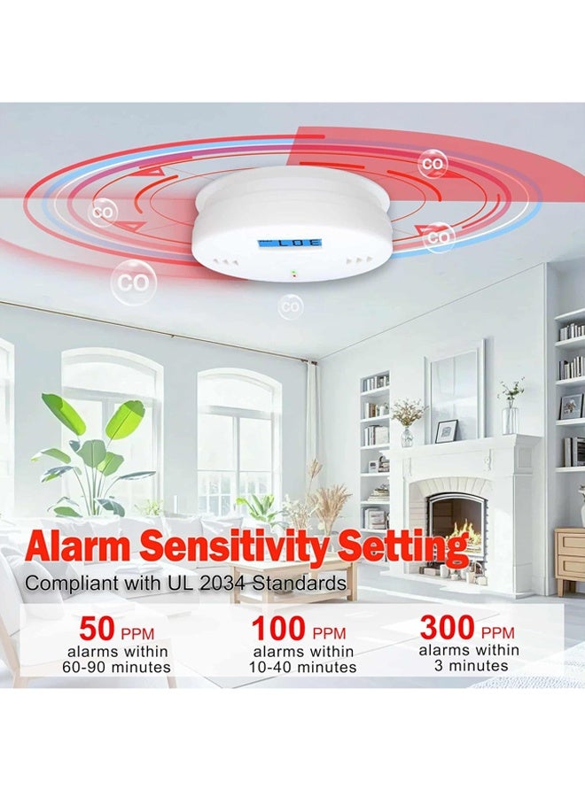 3 Pack Carbon Monoxide detectors,Carbon Monoxide Alarm,co2 Detector Battery Powered with LCD Display,UL2034 Standards,for Home Kitchen Restaurant Hotel Office - Image 4